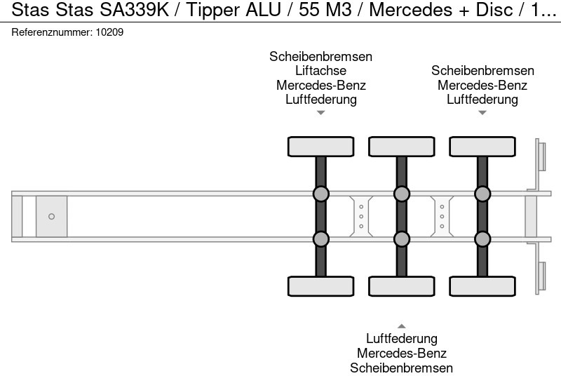 Самосвальный полуприцеп Stas Stas SA339K / Tipper ALU / 55 M3 / Mercedes + Disc / 1x Lift Axle: фото 8