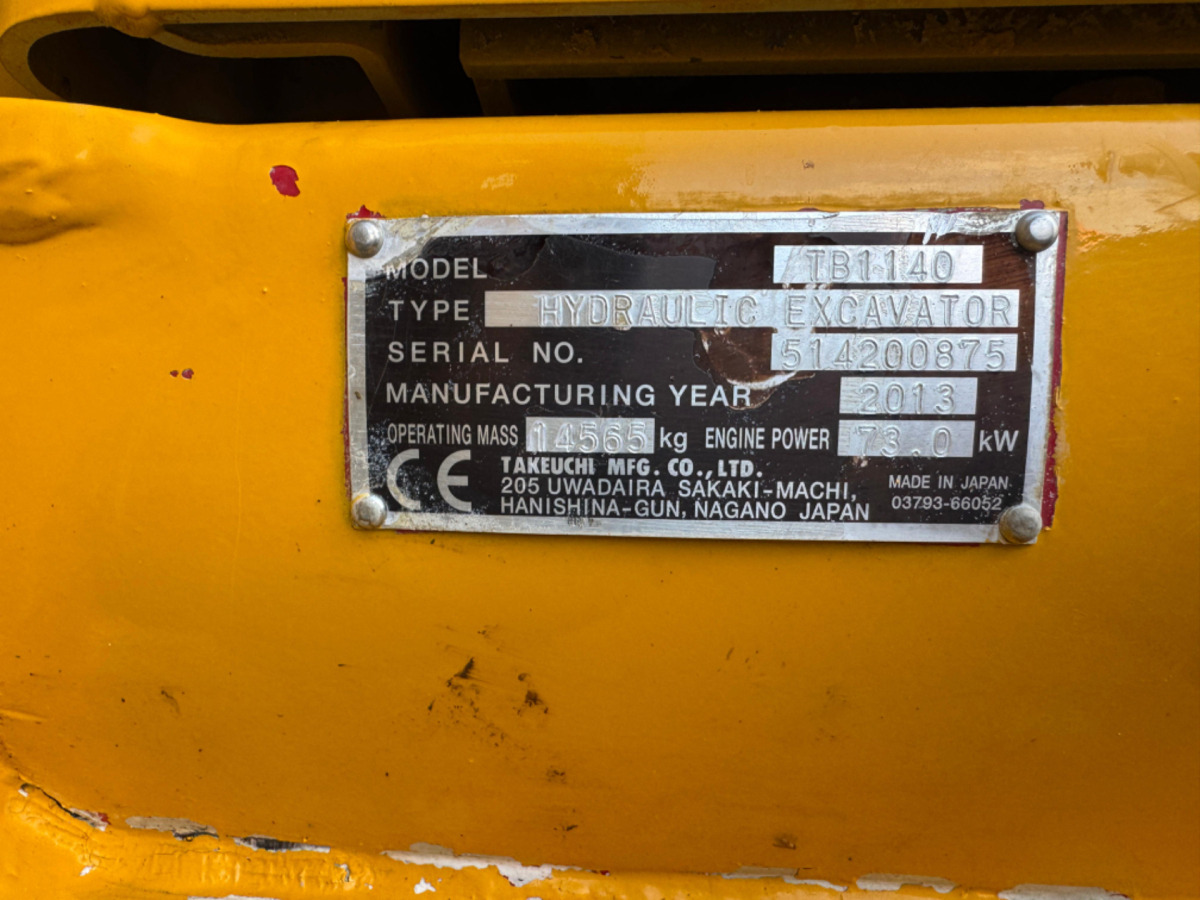 Гусеничный экскаватор TAKEUCHI TB1140 Powertilt: фото 12