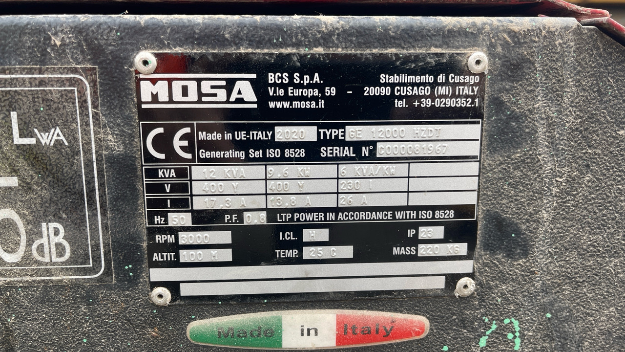 MOSA GE 12000 HZDT 12KVA DIESEL GENERATOR - Строительное оборудование: фото 5 MOSA GE 12000 HZDT 12KVA DIESEL GENERATOR - Строительное оборудование: фото 5