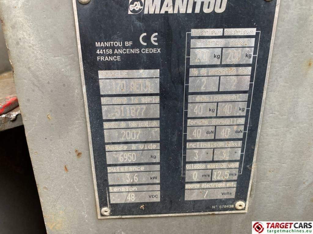 Коленчатый подъемник Manitou 170AETJL Electric Articulated Boom WorkLift 1690cm: фото 10