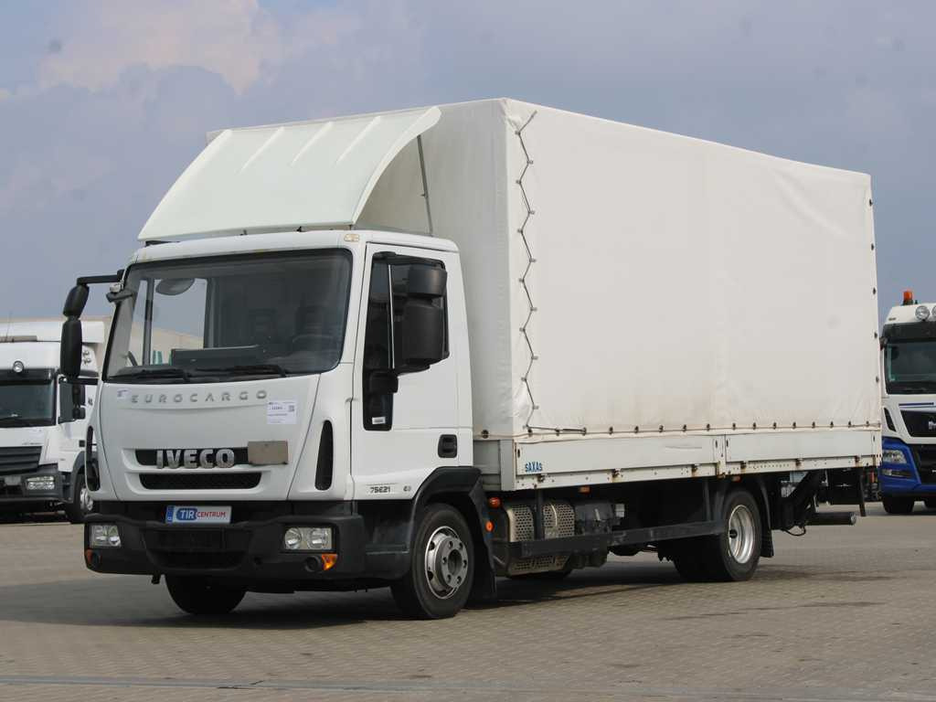 Iveco EUROCARGO 75E21, EURO 6, SIDE BOARD, HYDRAULIC FRONT, TIRES 80% - Тентованный грузовик: фото 1 Iveco EUROCARGO 75E21, EURO 6, SIDE BOARD, HYDRAULIC FRONT, TIRES 80% - Тентованный грузовик: фото 1