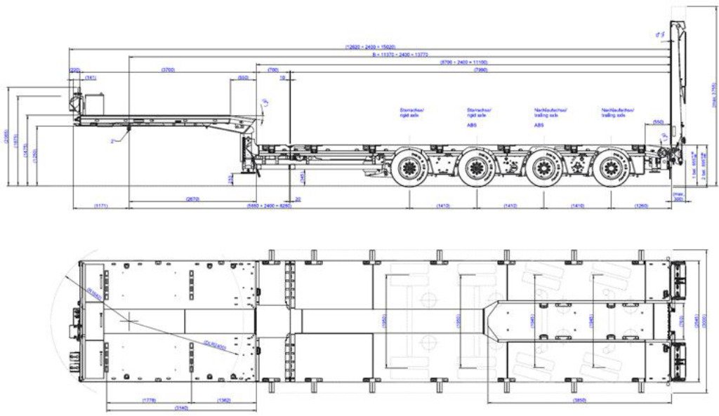 Низкорамный полуприцеп Goldhofer 4-Achs-Tele-Semi mit hydr. Doppelklapprampen: фото 9 Низкорамный полуприцеп Goldhofer 4-Achs-Tele-Semi mit hydr. Doppelklapprampen: фото 9