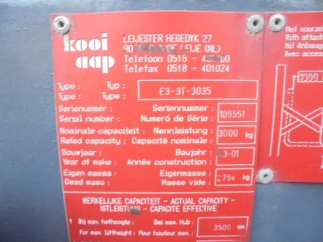 Мобильный вилочный погрузчик Kooiaap E3-3T-3035: фото 12 Мобильный вилочный погрузчик Kooiaap E3-3T-3035: фото 12