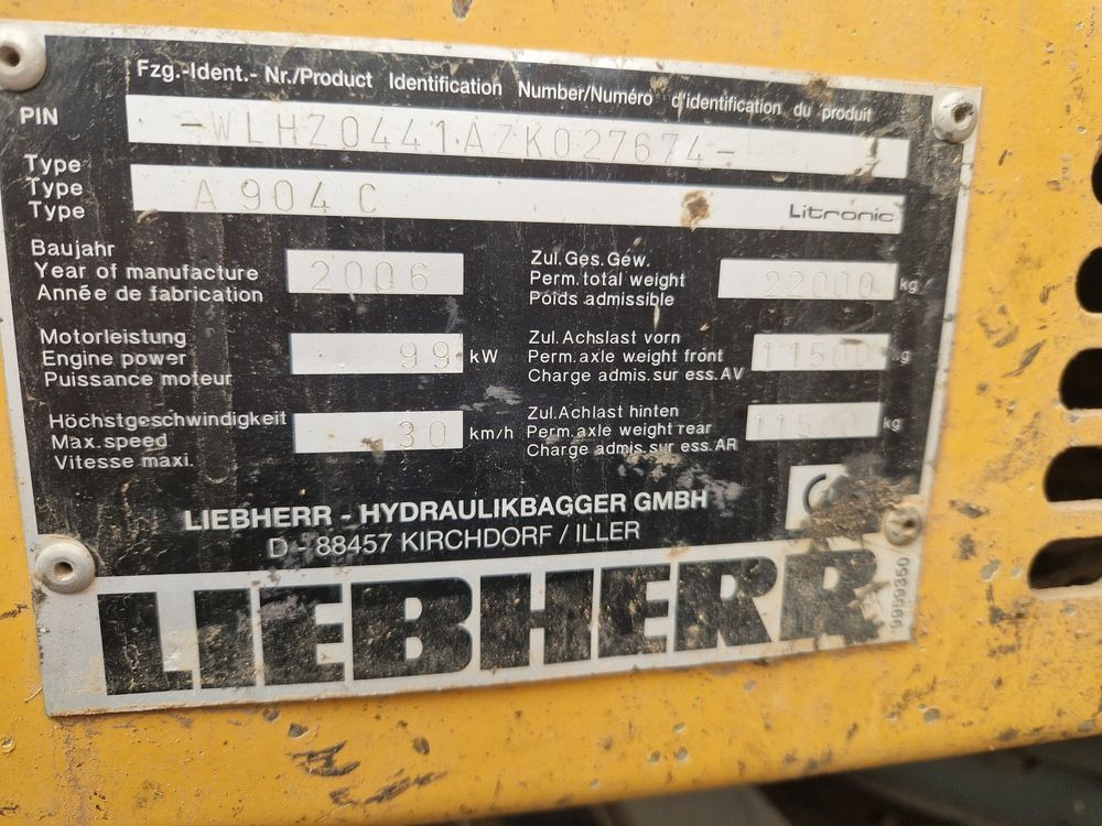LIEBHERR A904C - Колёсный экскаватор: фото 5 LIEBHERR A904C - Колёсный экскаватор: фото 5