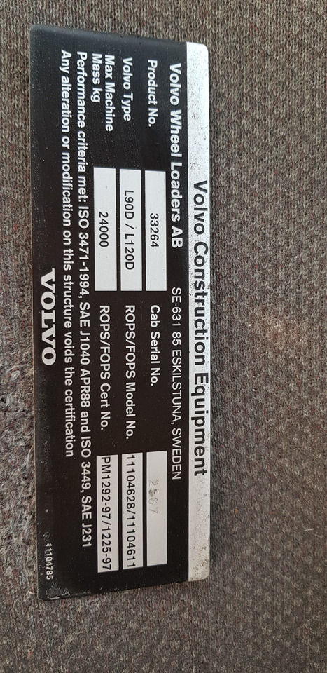 VOLVO L90D S/N 33264 - Колёсный погрузчик: фото 4 VOLVO L90D S/N 33264 - Колёсный погрузчик: фото 4