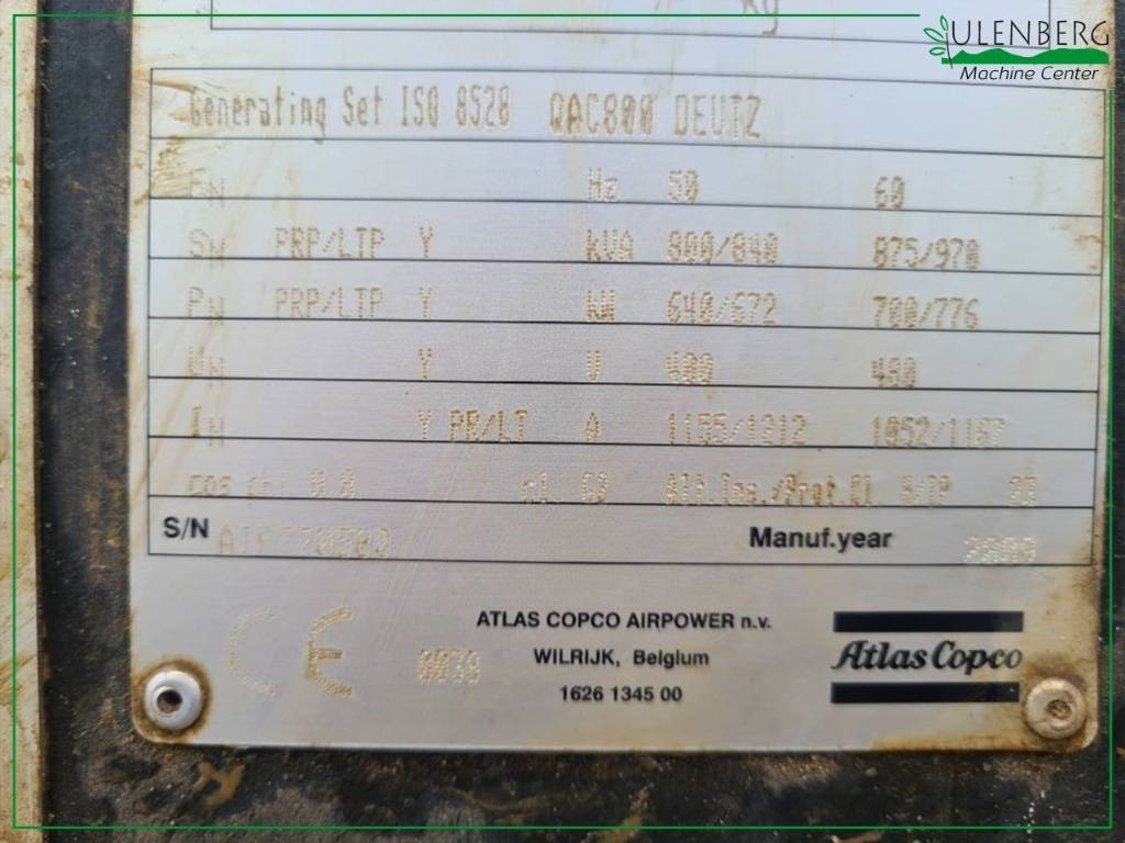 Электрогенератор Atlas Copco QAC800: фото 8