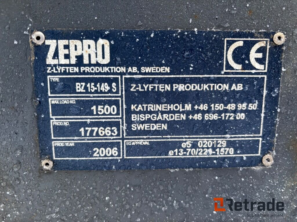 Bakgavellyft Zepro BZ 15-149 S - Гидроборт: фото 5 Bakgavellyft Zepro BZ 15-149 S - Гидроборт: фото 5