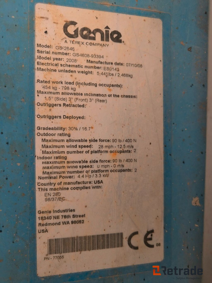 Genie GS-2646, 10meters, Rep objekt - Строительная техника: фото 3 Genie GS-2646, 10meters, Rep objekt - Строительная техника: фото 3