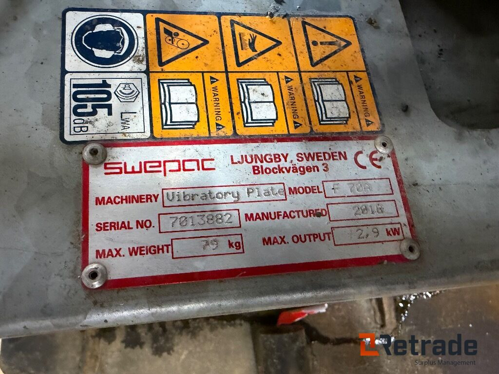 Vibroplatta Swepac F70A - Строительное оборудование: фото 5 Vibroplatta Swepac F70A - Строительное оборудование: фото 5