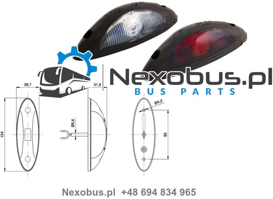 Lampa obrysowa biało-czerwona Mercedes Tourismo Travego Setra 4.. LED zamiennik - Свет/ Освещение для Автобусов: фото 1 Lampa obrysowa biało-czerwona Mercedes Tourismo Travego Setra 4.. LED zamiennik - Свет/ Освещение для Автобусов: фото 1