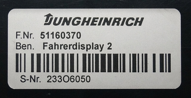 Jungheinrich 51160370 | Display 2 for ETV from year 2011 till 2016 sn. 233O6050 - Приборная панель для Погрузочно-разгрузочной техники: фото 3 Jungheinrich 51160370 | Display 2 for ETV from year 2011 till 2016 sn. 233O6050 - Приборная панель для Погрузочно-разгрузочной техники: фото 3