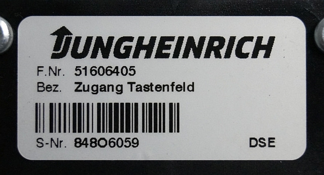 Jungheinrich 51606405 | Code key sn. 848O6059 - Электрическая система для Погрузочно-разгрузочной техники: фото 3 Jungheinrich 51606405 | Code key sn. 848O6059 - Электрическая система для Погрузочно-разгрузочной техники: фото 3
