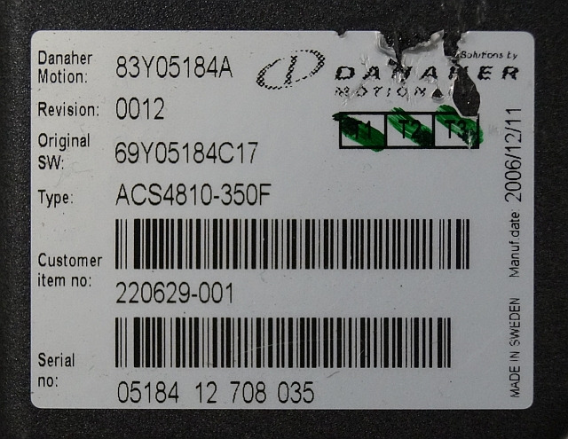 Toyota/BT 220629-001 | Danaher motion AC Superdrive motor controller 83Y05184A A - Блок управления для Погрузочно-разгрузочной техники: фото 2 Toyota/BT 220629-001 | Danaher motion AC Superdrive motor controller 83Y05184A A - Блок управления для Погрузочно-разгрузочной техники: фото 2