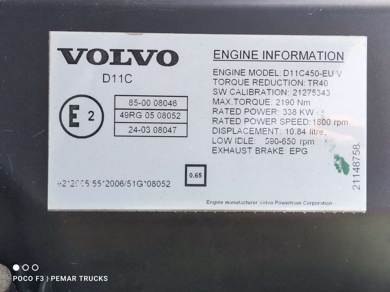 VOLVO 11 LITROS D11C450 - Двигатель: фото 5 VOLVO 11 LITROS D11C450 - Двигатель: фото 5