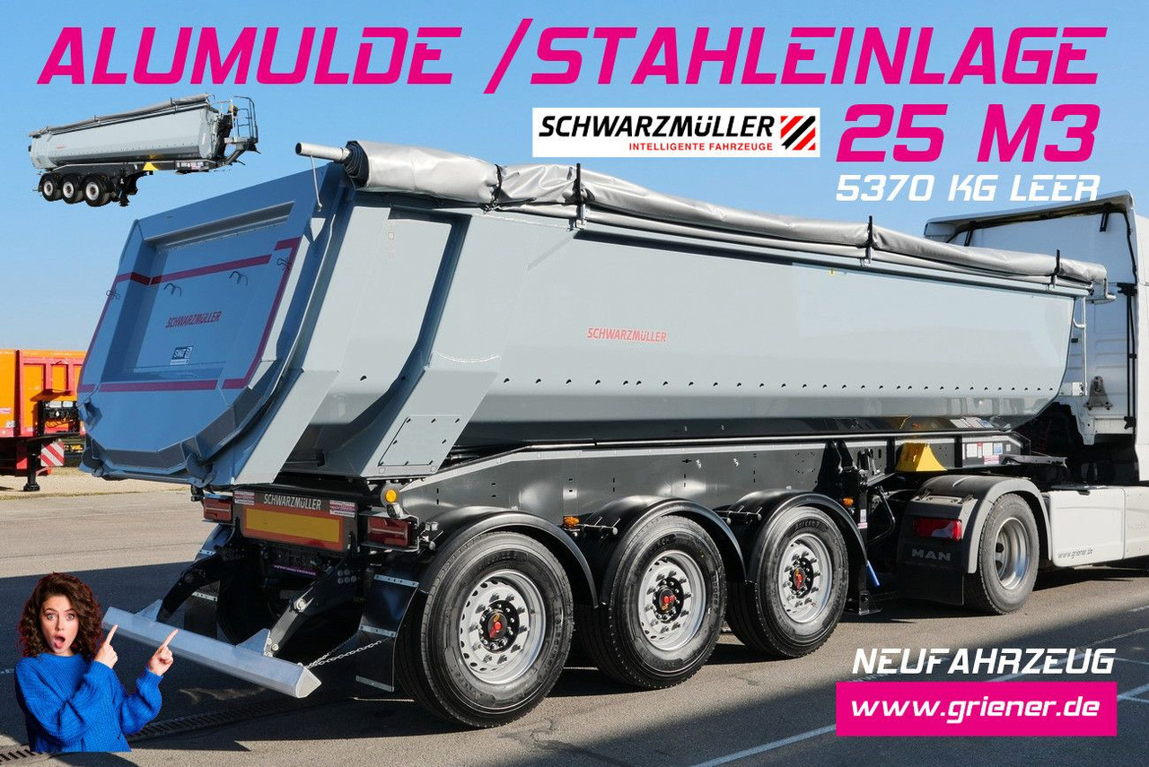 Schwarzmüller K -SERIE / ALUMULDE /STAHLEINLAGE 5430 kg /25m³ - Самосвальный полуприцеп: фото 1 Schwarzmüller K -SERIE / ALUMULDE /STAHLEINLAGE 5430 kg /25m³ - Самосвальный полуприцеп: фото 1