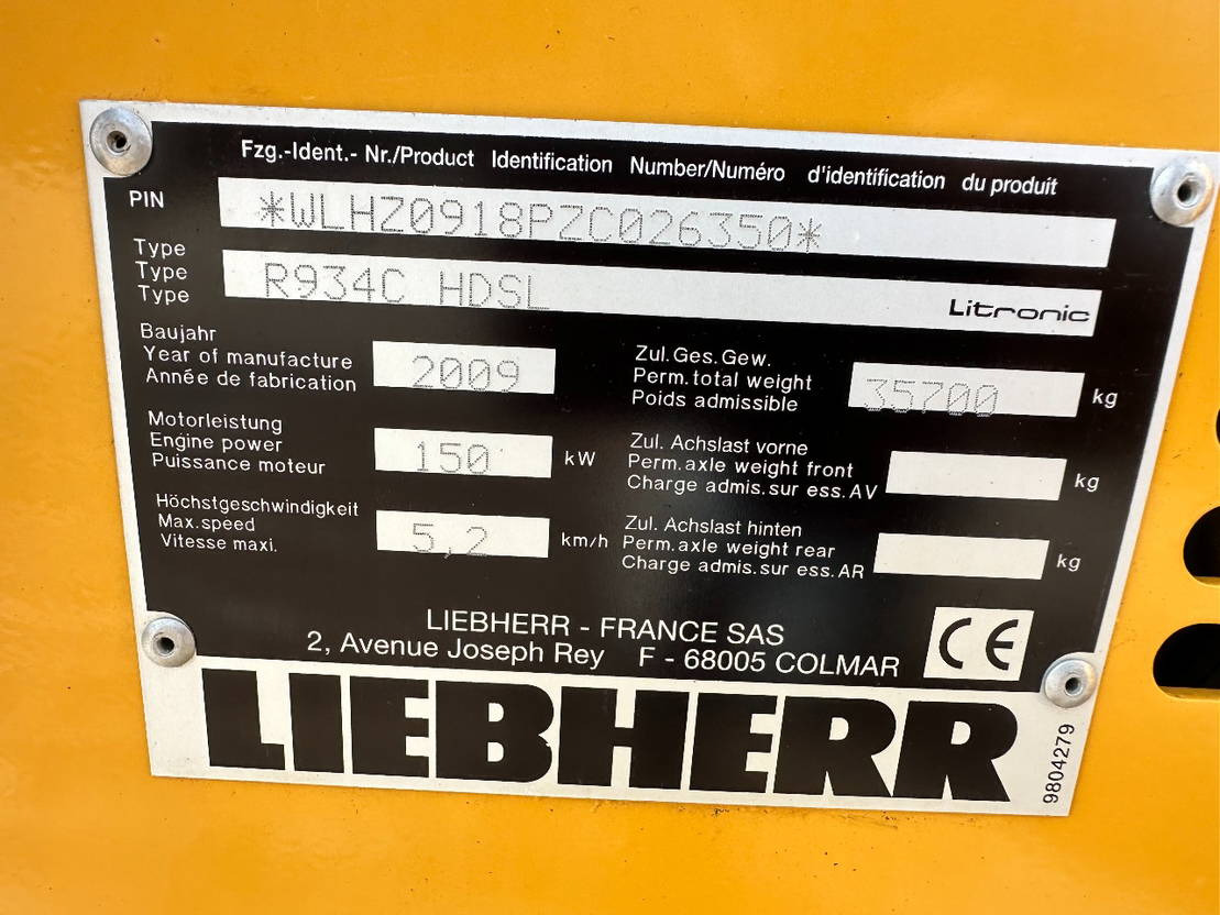 Гусеничный экскаватор Liebherr R934C Hdsl: фото 17 Гусеничный экскаватор Liebherr R934C Hdsl: фото 17