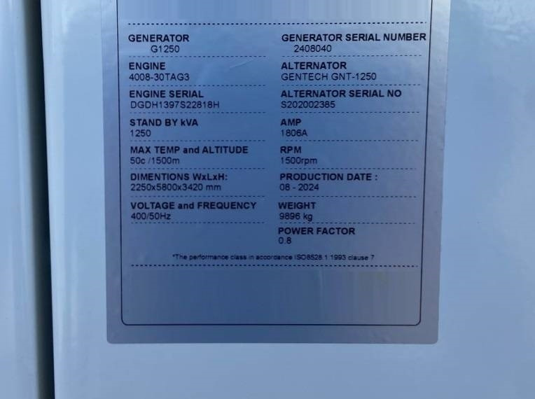 Perkins 4008TAG3 - 1.250 kVA Generator - DPX-21070  - Электрогенератор: фото 4 Perkins 4008TAG3 - 1.250 kVA Generator - DPX-21070  - Электрогенератор: фото 4