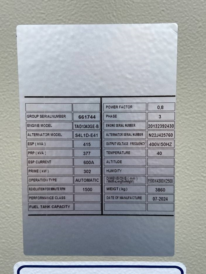 Volvo TAD1343GE-B - 415 kVA Generator - DPX-18879 - Электрогенератор: фото 4 Volvo TAD1343GE-B - 415 kVA Generator - DPX-18879 - Электрогенератор: фото 4
