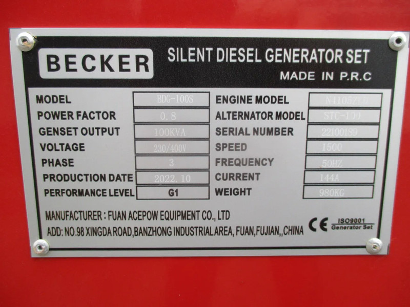 Новый Электрогенератор Becker BDG-100S , New Diesel generator , 100 KVA, 3 Phase: фото 13