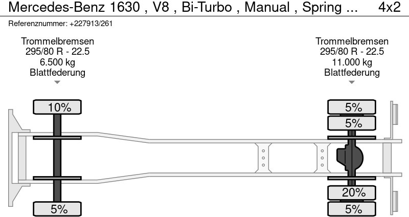 Грузовик-шасси Mercedes-Benz 1630 , V8 , Bi-Turbo , Manual , Spring suspension: фото 15 Грузовик-шасси Mercedes-Benz 1630 , V8 , Bi-Turbo , Manual , Spring suspension: фото 15
