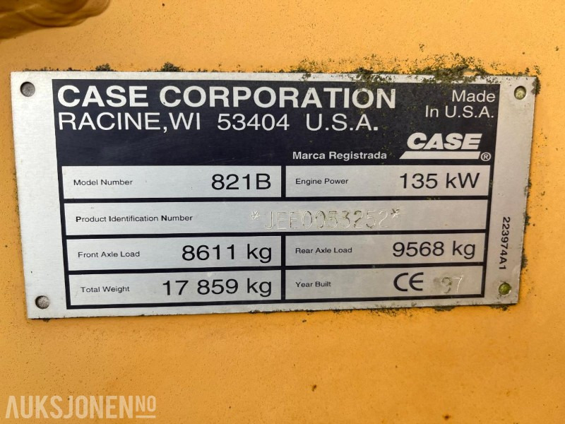 1997 Case 821B hjullaster m/ skuffe - Колёсный погрузчик: фото 4 1997 Case 821B hjullaster m/ skuffe - Колёсный погрузчик: фото 4