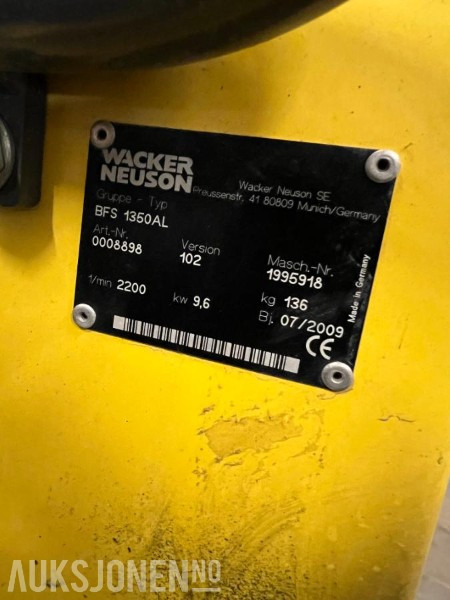 2009 Wacker Neuson BFS 1350AL - Asfalt og betongsag. - Строительное оборудование: фото 5 2009 Wacker Neuson BFS 1350AL - Asfalt og betongsag. - Строительное оборудование: фото 5