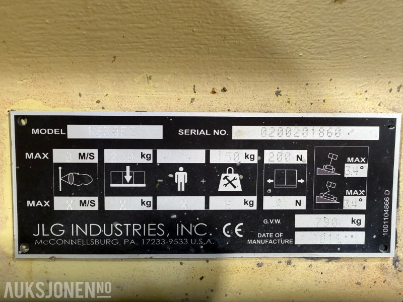 Подъёмник 2011 JLG 1230ES Elektrisk mastelift med 5,6 m arbeidshøyde: фото 20 Подъёмник 2011 JLG 1230ES Elektrisk mastelift med 5,6 m arbeidshøyde: фото 20
