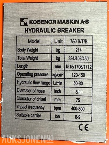 NY KM 750 Pigghammer s40/s50 CE merket FABRIKKGARANTI - Гидромолот: фото 3 NY KM 750 Pigghammer s40/s50 CE merket FABRIKKGARANTI - Гидромолот: фото 3