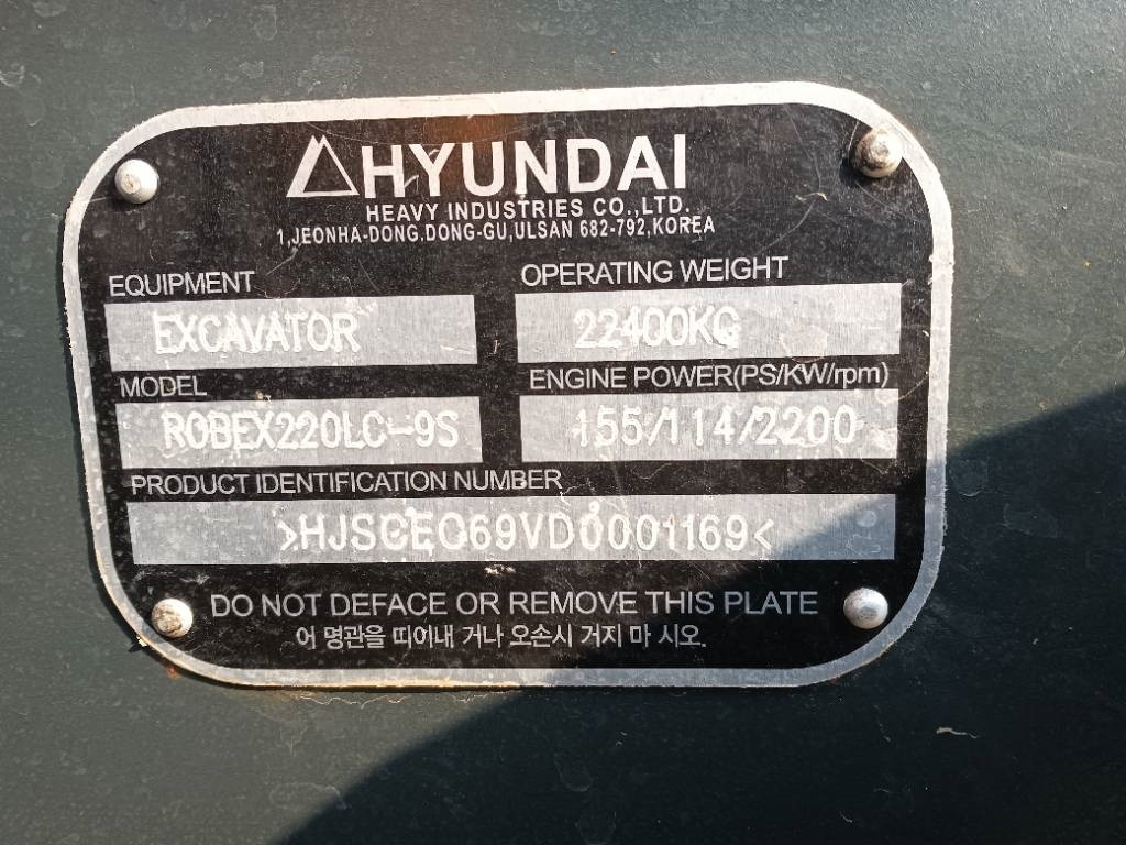 Hyundai 220-9S - Гусеничный экскаватор: фото 3 Hyundai 220-9S - Гусеничный экскаватор: фото 3