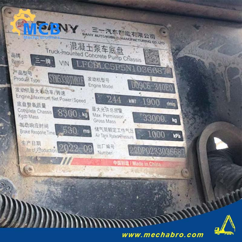 SANY SYM5330THRIF - Автобетононасос: фото 3 SANY SYM5330THRIF - Автобетононасос: фото 3