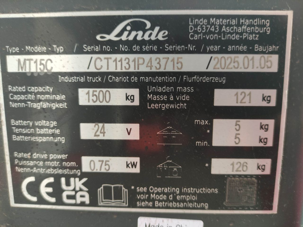 Linde MT15C - Тележка: фото 5 Linde MT15C - Тележка: фото 5