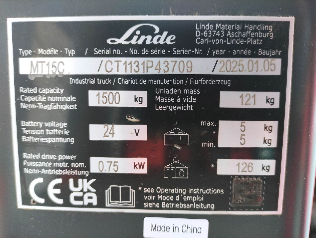 Linde MT15C - Тележка: фото 5 Linde MT15C - Тележка: фото 5