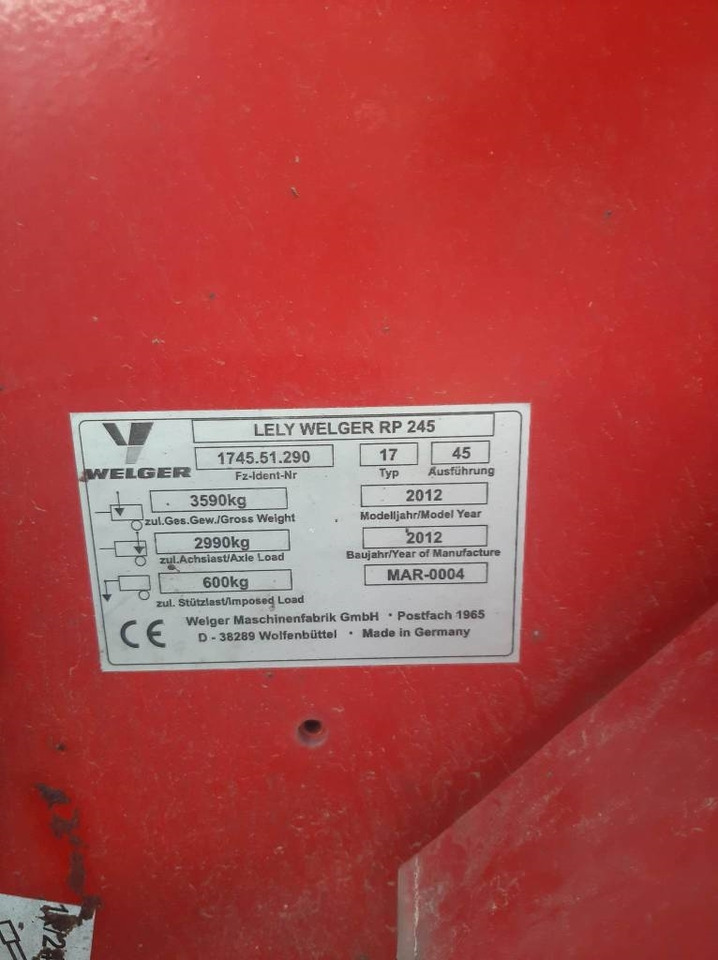 Lely Welger RP 245 Profi - Пресс-подборщик рулонный: фото 5 Lely Welger RP 245 Profi - Пресс-подборщик рулонный: фото 5