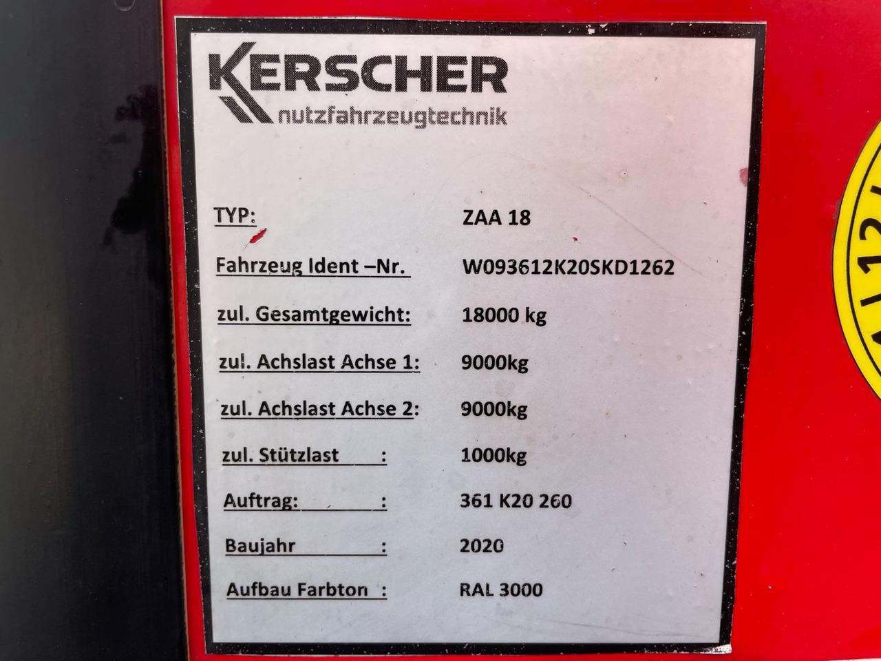 Прицеп-рефрижератор KERSCHER ZAA18 Kühlkoffer/CARRIER/SUPRA900U/LBW: фото 9