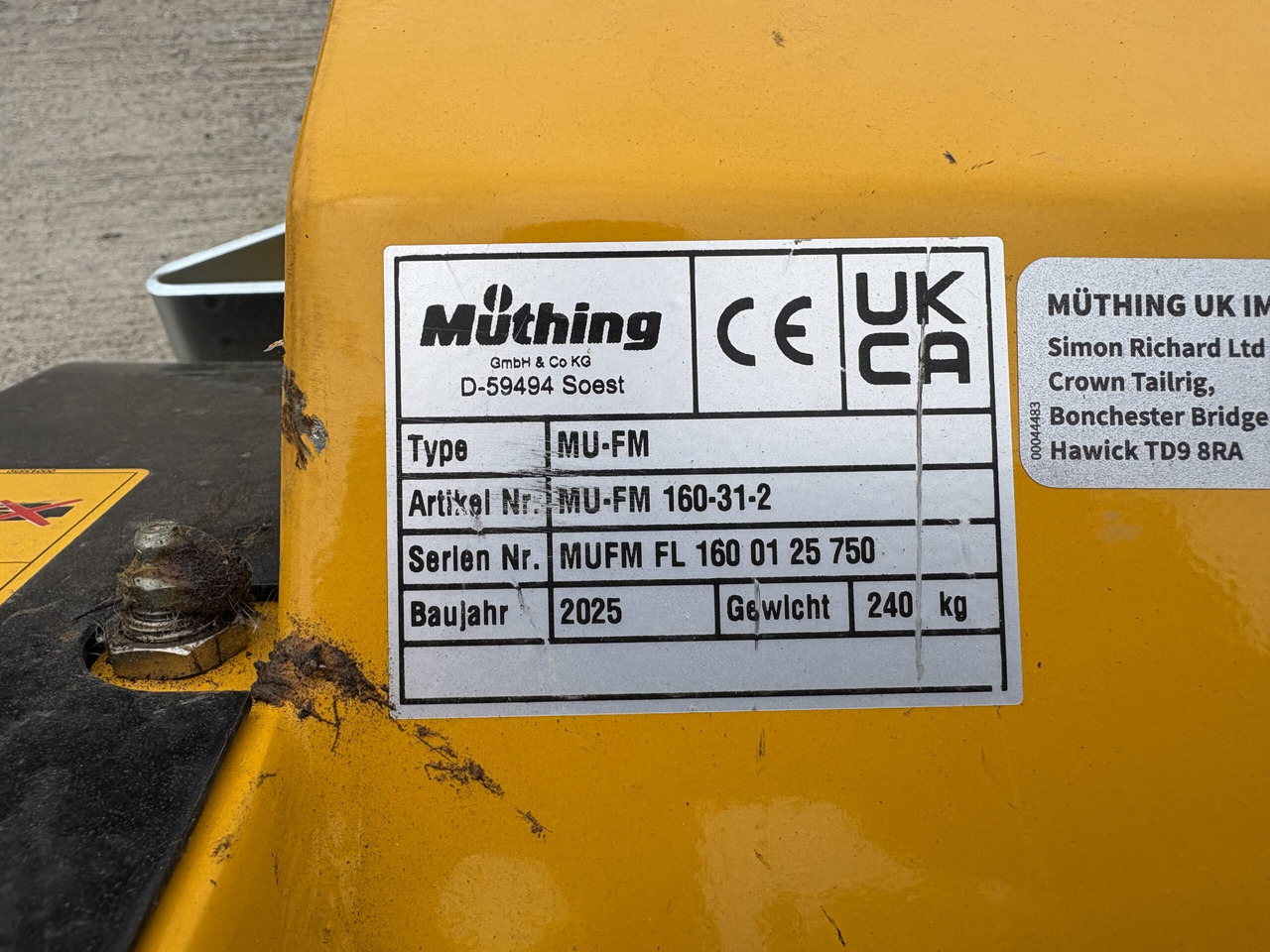 Muthing MU-FM160 JD Outfront Flail Mower - Газонокосилка: фото 4 Muthing MU-FM160 JD Outfront Flail Mower - Газонокосилка: фото 4