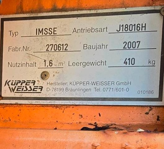 Küpper-Weisser IMS Salzstreuer 1,6m3 für Multicar Tremo Ladog Sprinter Pritsche Schmidt Salzsilo Winterdienst - Разбрасыватель песка/ Соли: фото 3 Küpper-Weisser IMS Salzstreuer 1,6m3 für Multicar Tremo Ladog Sprinter Pritsche Schmidt Salzsilo Winterdienst - Разбрасыватель песка/ Соли: фото 3