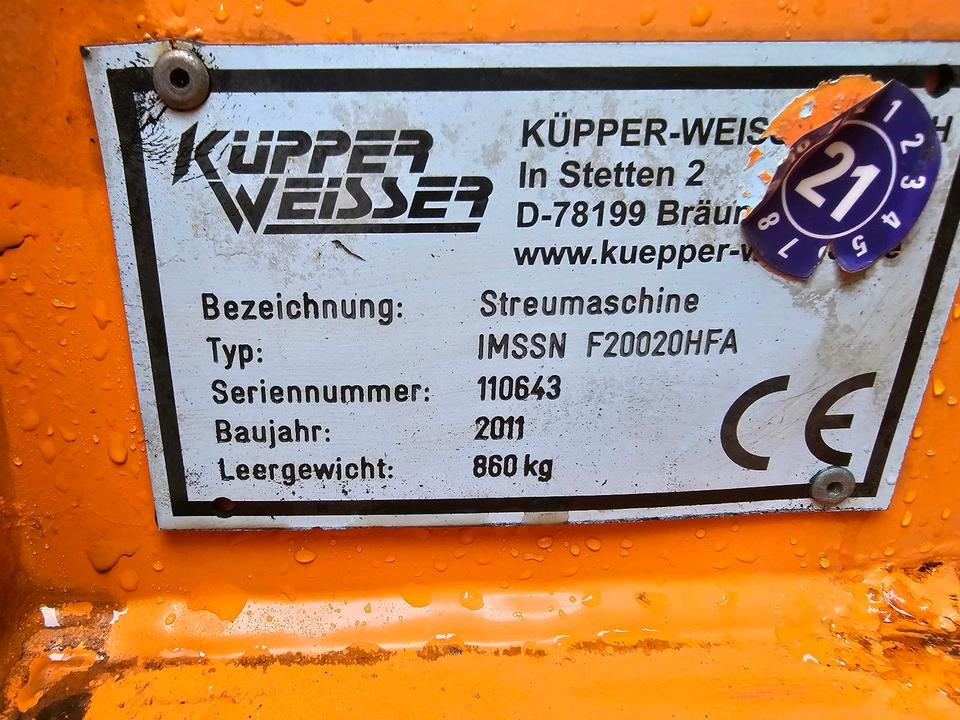 Разбрасыватель песка/ Соли Küpper-Weisser IMSSM F20020HFA Salzstreuer Salzsilo Streuautomat Winterdienst Unimog 405 U300 U 400 500 530 527 423 427 318 218 ThermoMat Schmidt Stratos Mulag Parkrahmen: фото 9
