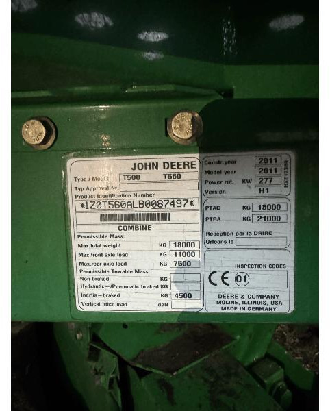Зерноуборочный комбайн JOHN DEERE T560: фото 8