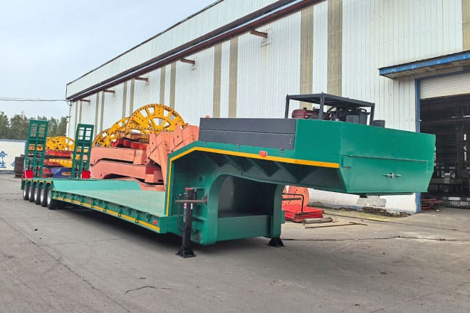 TITAN Hydraulic Extendable Low Bed Trailer for Sale in Kazakhstan - Низкорамный полуприцеп: фото 1 TITAN Hydraulic Extendable Low Bed Trailer for Sale in Kazakhstan - Низкорамный полуприцеп: фото 1
