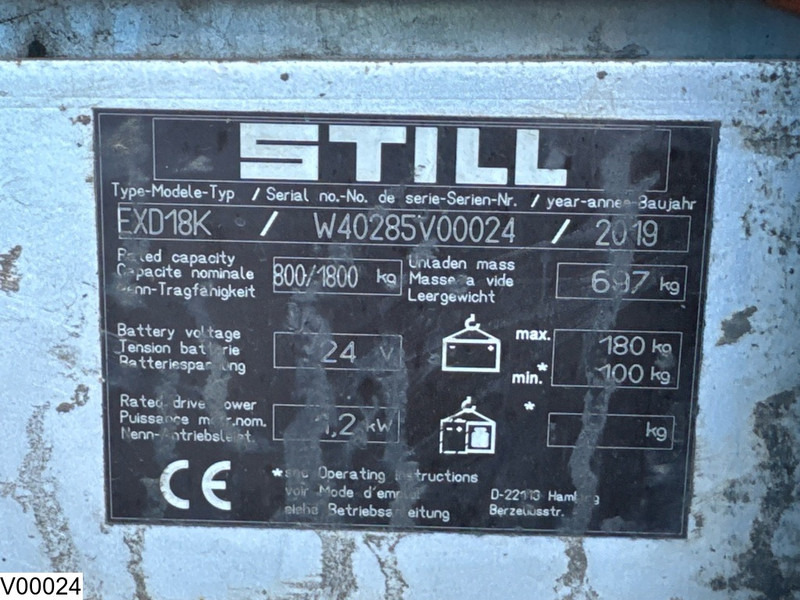 Still EXD18K 1800 kg, 2.10 m, Electric, 362 hours - Штабелер: фото 5 Still EXD18K 1800 kg, 2.10 m, Electric, 362 hours - Штабелер: фото 5