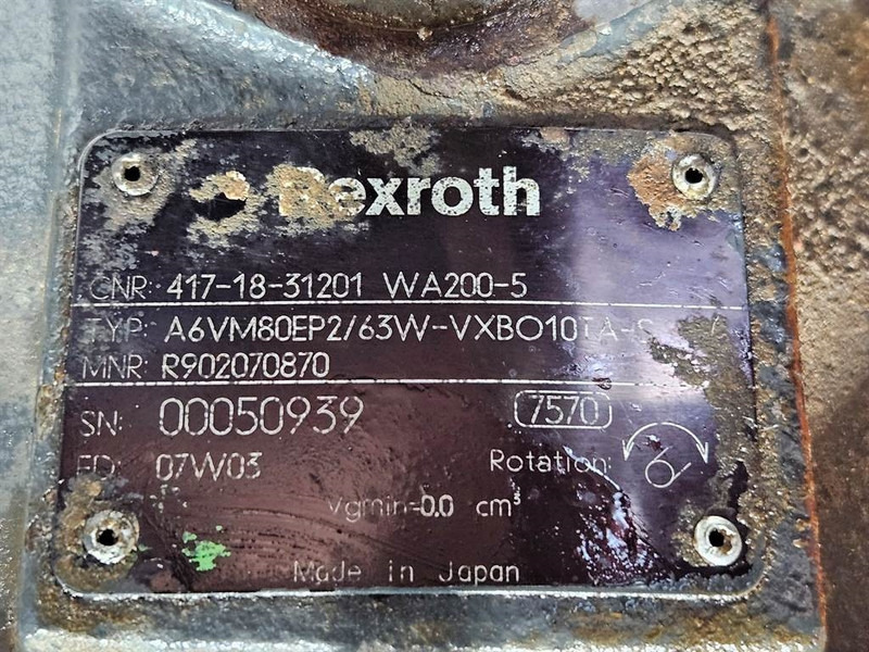 Komatsu WA200-5-Rexroth A6VM80EP2/63W-Drive motor/Rijmotor - Гидравлика для Строительной техники: фото 5 Komatsu WA200-5-Rexroth A6VM80EP2/63W-Drive motor/Rijmotor - Гидравлика для Строительной техники: фото 5