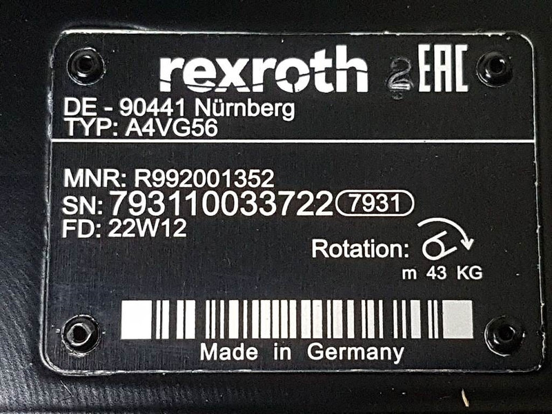 Komatsu WA95-R992001352-A4VG56DA1D2/32R-Drive pump - Гидравлика для Строительной техники: фото 5 Komatsu WA95-R992001352-A4VG56DA1D2/32R-Drive pump - Гидравлика для Строительной техники: фото 5