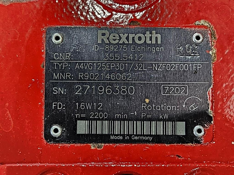 Гидравлика для Строительной техники Rexroth A4VG125EP3D1/32L-Drive pump/Fahrpumpe/Rijpomp: фото 6 Гидравлика для Строительной техники Rexroth A4VG125EP3D1/32L-Drive pump/Fahrpumpe/Rijpomp: фото 6