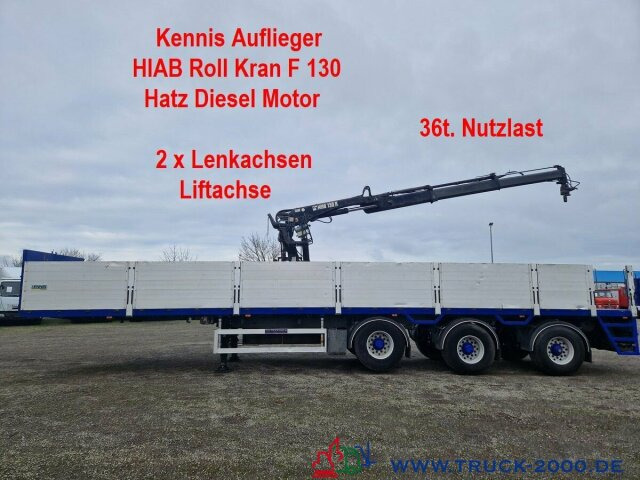 Kennis Hiab Roll-Kran 36t. Nutzlast Lenkachsen - Полуприцеп бортовой/ Платформа: фото 1 Kennis Hiab Roll-Kran 36t. Nutzlast Lenkachsen - Полуприцеп бортовой/ Платформа: фото 1