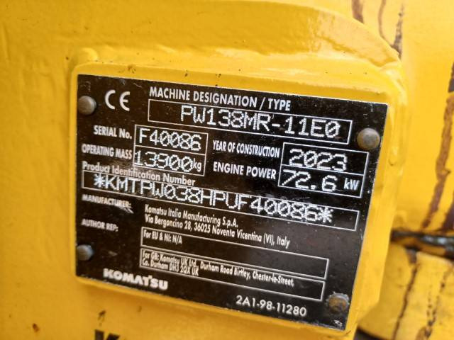 Komatsu PW138MR-11E0 - Колёсный экскаватор: фото 2 Komatsu PW138MR-11E0 - Колёсный экскаватор: фото 2