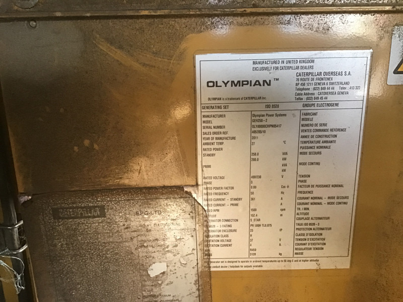 Perkins OLYMPIAN GEH250 GENERATOR 250KVA FOR PARTS - Электрогенератор: фото 3 Perkins OLYMPIAN GEH250 GENERATOR 250KVA FOR PARTS - Электрогенератор: фото 3