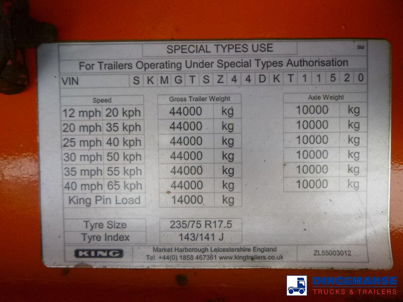 Низкорамный полуприцеп KING 3-axle semi-lowbed trailer 44T + ramps: фото 11 Низкорамный полуприцеп KING 3-axle semi-lowbed trailer 44T + ramps: фото 11