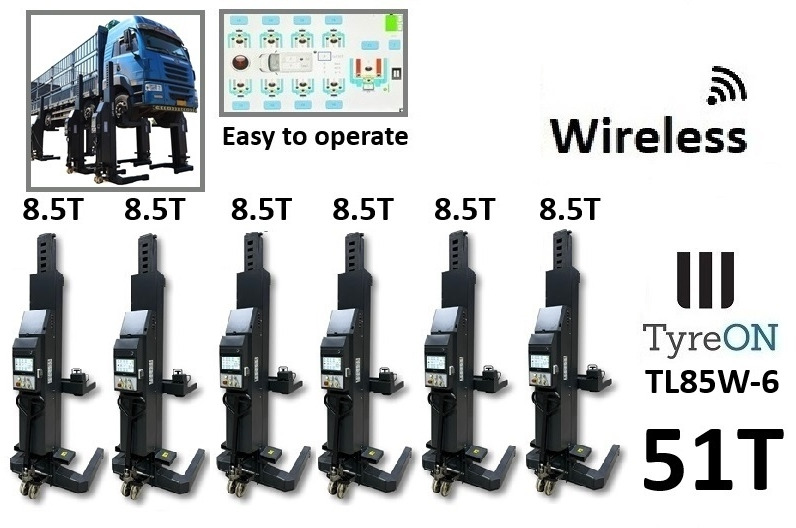 TL85W-6 51T wireless - 6 x 8,5 T - battery 24V DC / 3 kW per column - Spark proof, welding, cutting and grinding - Оборудование для гаражей/ Мастерских: фото 1 TL85W-6 51T wireless - 6 x 8,5 T - battery 24V DC / 3 kW per column - Spark proof, welding, cutting and grinding - Оборудование для гаражей/ Мастерских: фото 1