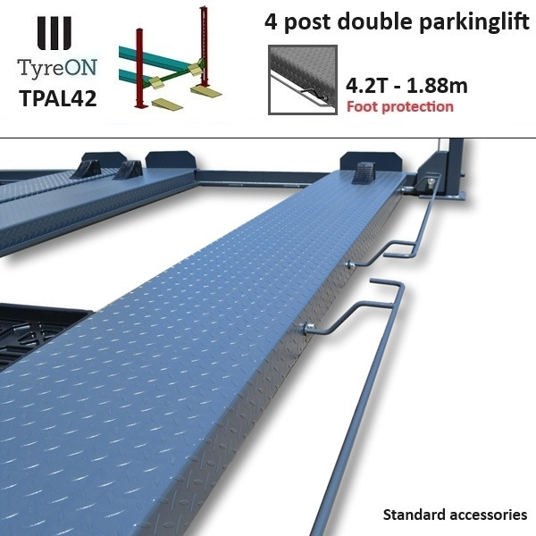TPAL42 mobile double 4 post parking lift for car - 4.2T - Height 188 cm - Long 415 cm runways with automatic roll-off protection - 230V - To park 4 vehicles - Оборудование для гаражей/ Мастерских: фото 5 TPAL42 mobile double 4 post parking lift for car - 4.2T - Height 188 cm - Long 415 cm runways with automatic roll-off protection - 230V - To park 4 vehicles - Оборудование для гаражей/ Мастерских: фото 5