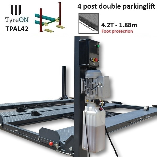 TPAL42 mobile double 4 post parking lift for car - 4.2T - Height 188 cm - Long 415 cm runways with automatic roll-off protection - 230V - To park 4 vehicles - Оборудование для гаражей/ Мастерских: фото 4 TPAL42 mobile double 4 post parking lift for car - 4.2T - Height 188 cm - Long 415 cm runways with automatic roll-off protection - 230V - To park 4 vehicles - Оборудование для гаражей/ Мастерских: фото 4